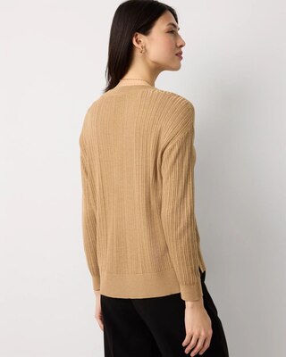 Ribbed Long Sleeve V-neck Sweater click to view larger image.