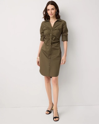 Ruched Shirt Dress