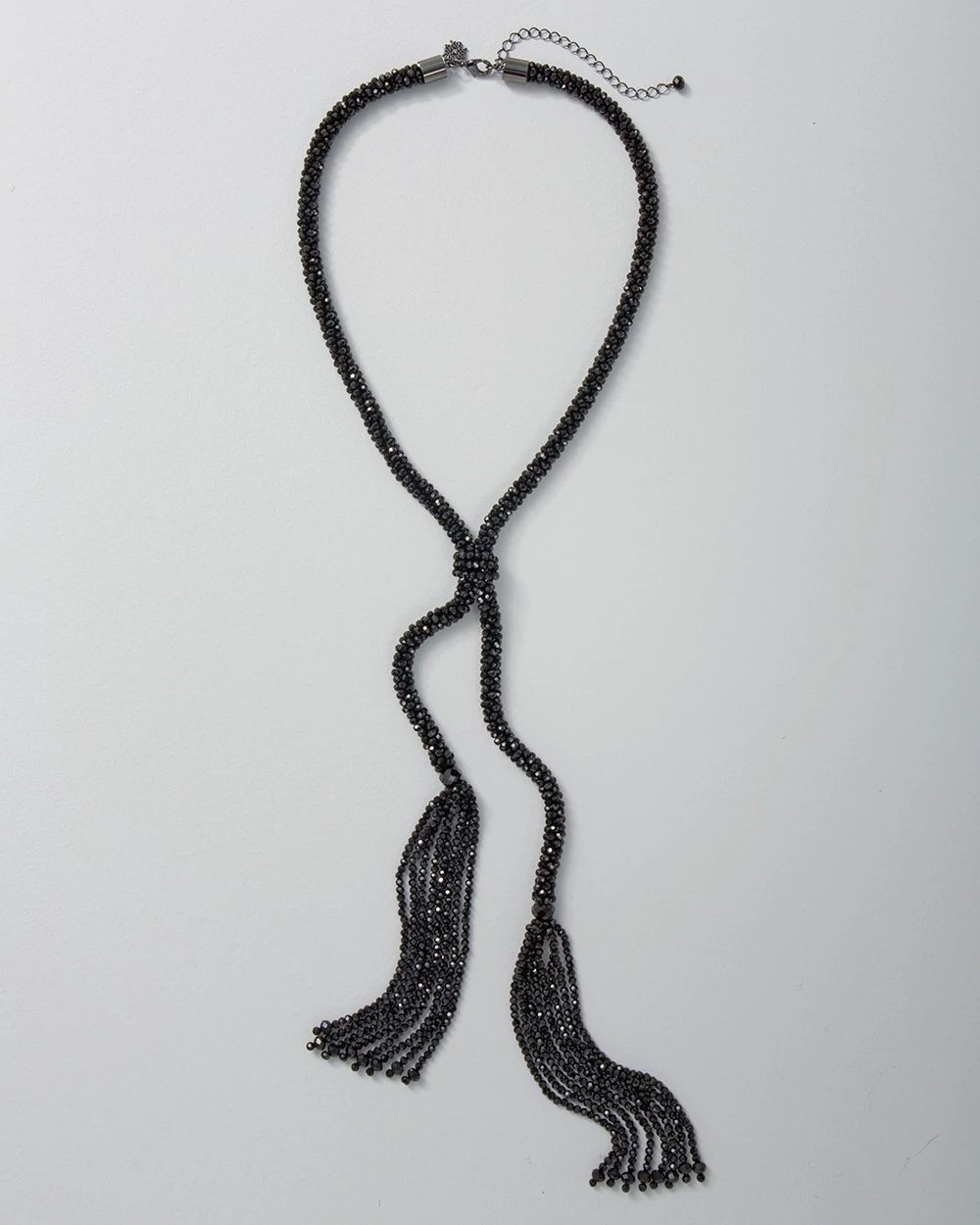 Jet Beaded Y-Neck Tassel Necklace click to view larger image.