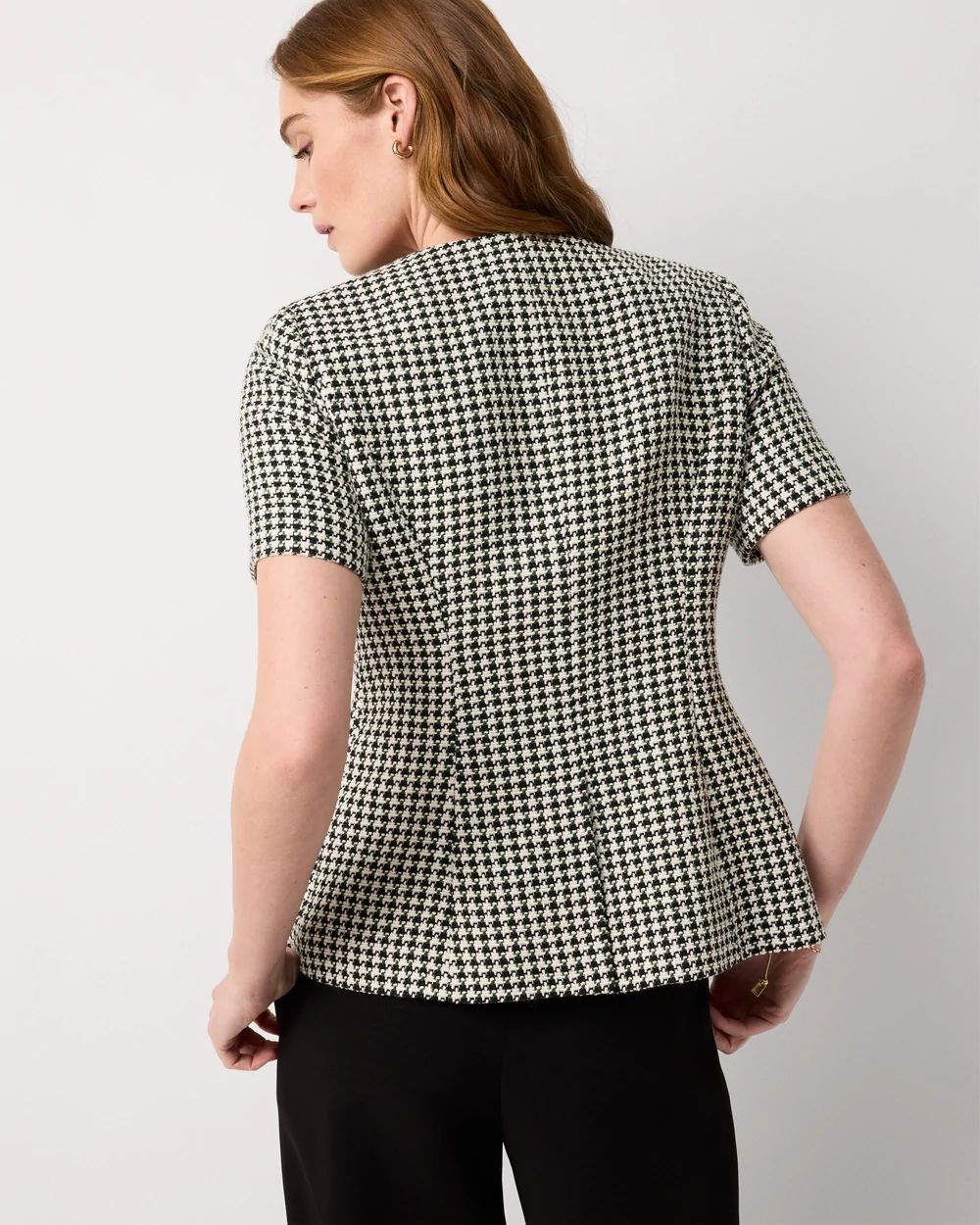 Petite Houndstooth Tweed Jacket