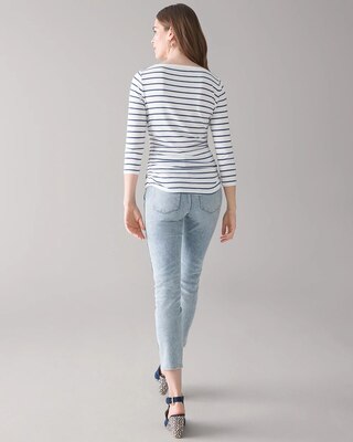¾ Sleeve Shirred-Side Knit Tee