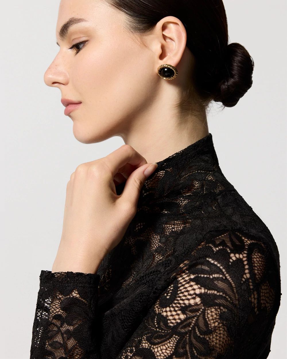 Lace Mockneck Long Sleeve Top click to view larger image.