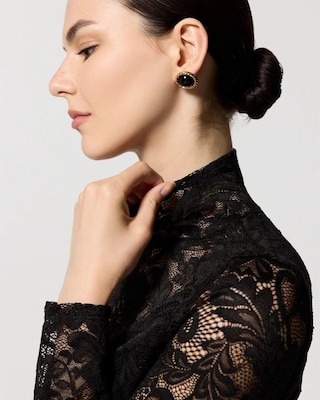 Lace Mockneck Long Sleeve Top click to view larger image.