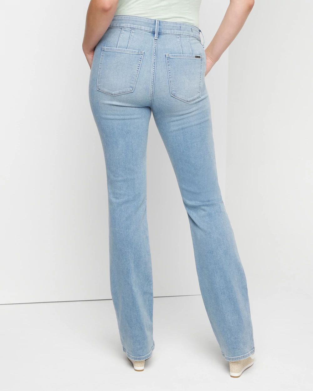 High-Rise Everyday Soft Patch Pocket Bootcut Jeans click to view larger image.