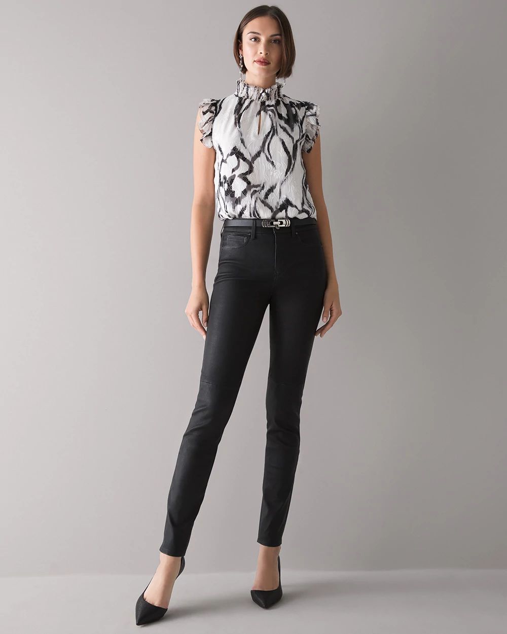 Genuine Leather Slim Ankle Pants