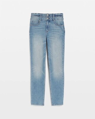 Extra High-Rise Double Waistband Slim Ankle Jeans click to view larger image.