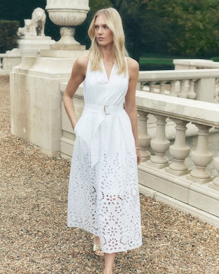 Petite Eyelet Hem Midi Dress