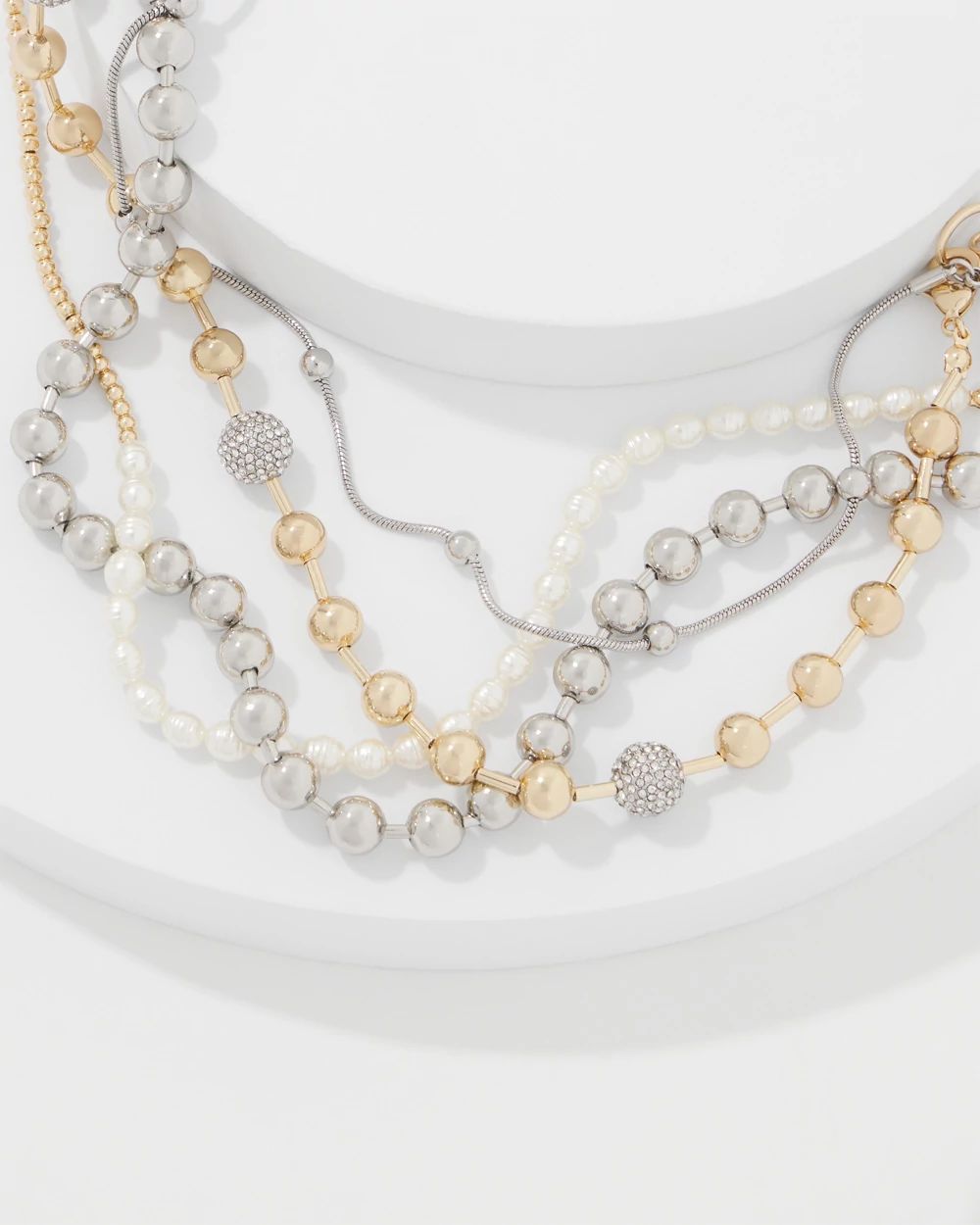 Mixed Metal + Glass Pearl Convertible Necklace click to view larger image.