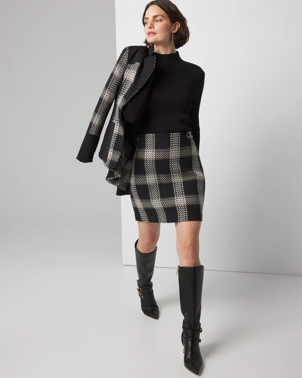 Plaid Mini Boot Skirt