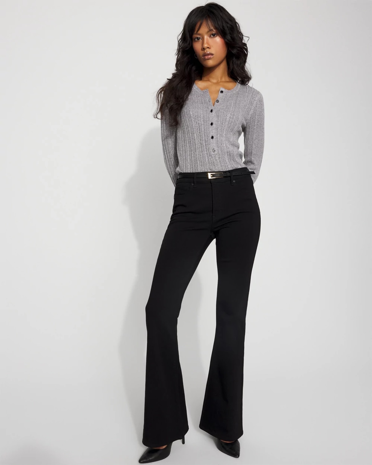 White House Black Market High-rise Flare Jeans In Black