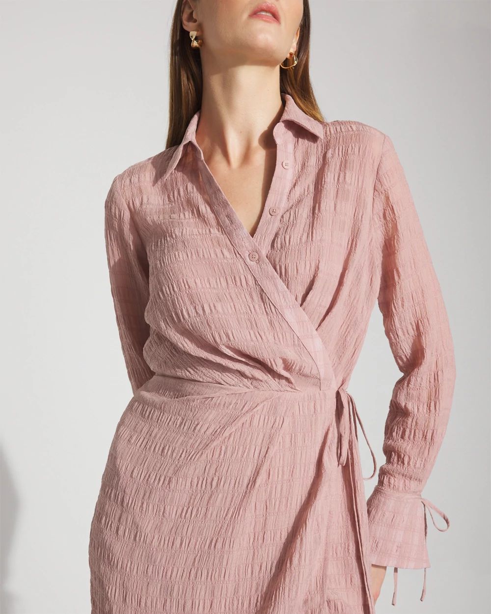 Tie-Detail Chiffon Shirt Dress