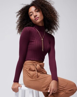 Long Sleeve Cashmere Blend Mockneck