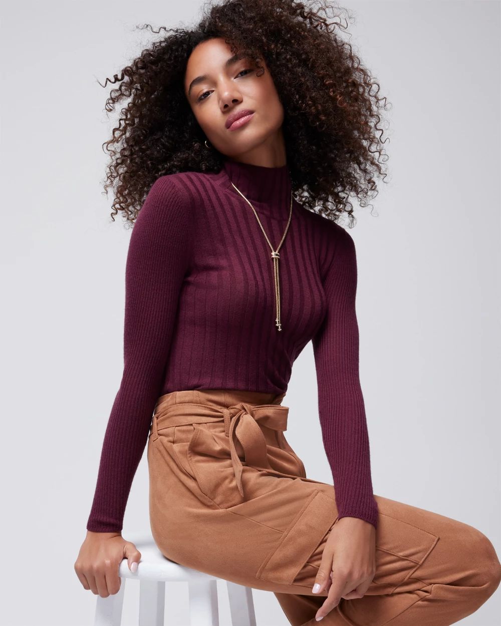 Long Sleeve Cashmere Blend Mockneck