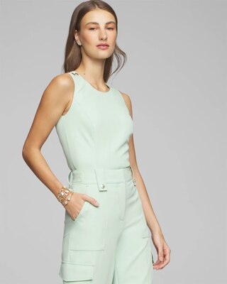 Sleeveless Button Shoulder Bodice Top