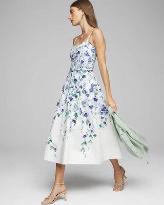 Petite Sleeveless Seamed Bodice Fit & Flare Midi Dress