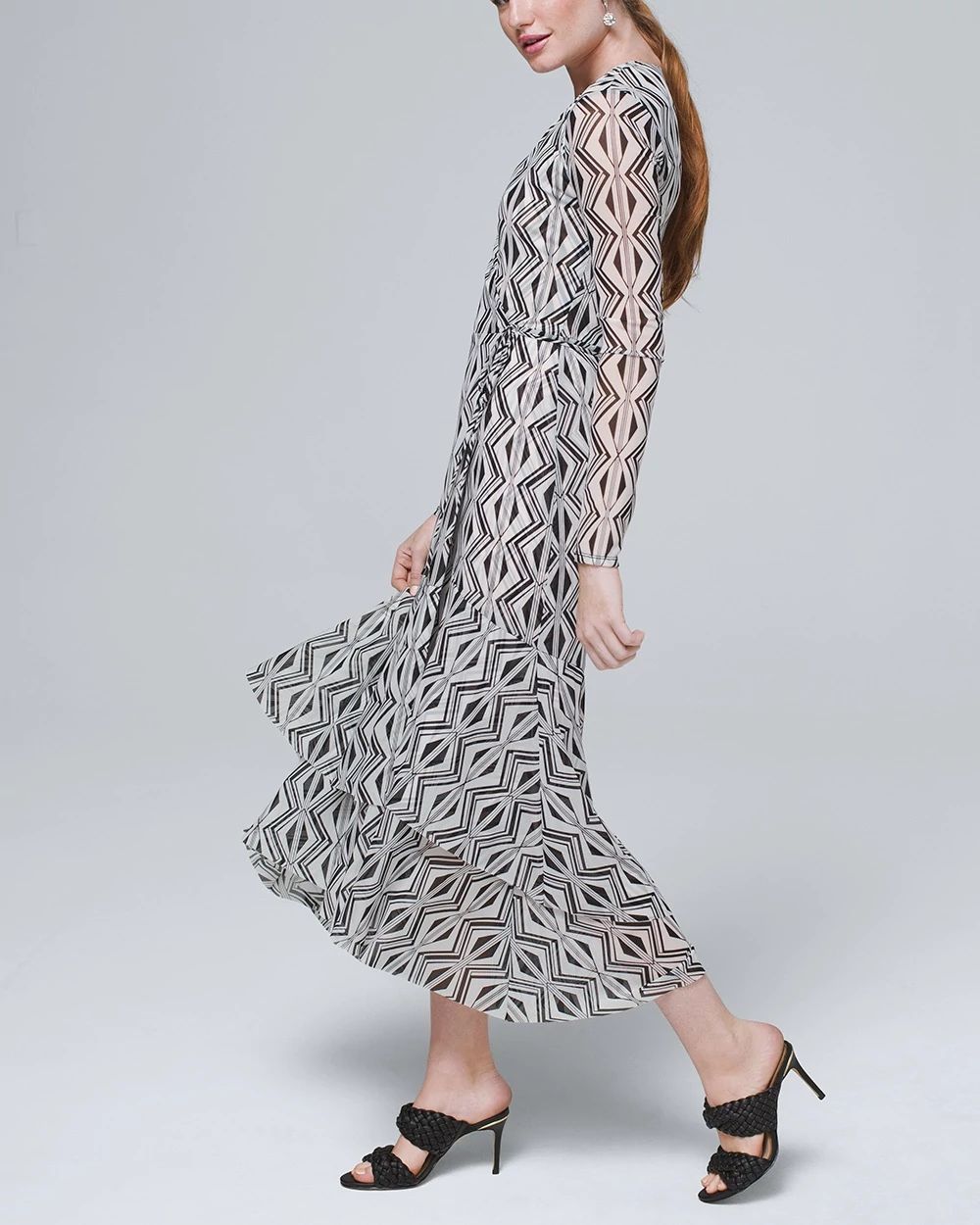 Petite Tiered Mesh Wrap Dress