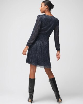 Long Sleeve Metallic Sparkle Mini Dress
