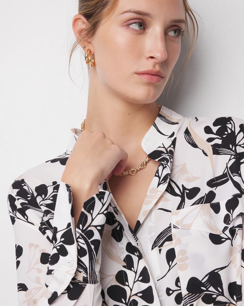 Long-Sleeve Printed Pocket Shirt