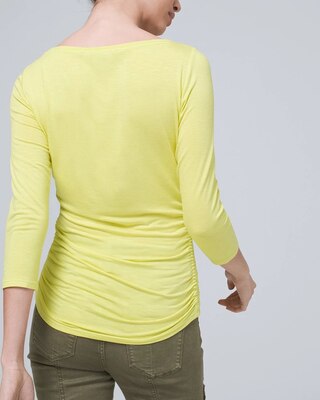 ¾ Sleeve Shirred-Side Knit Tee