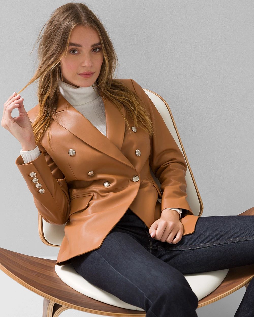 WHBM® Studio Leather Blazer
