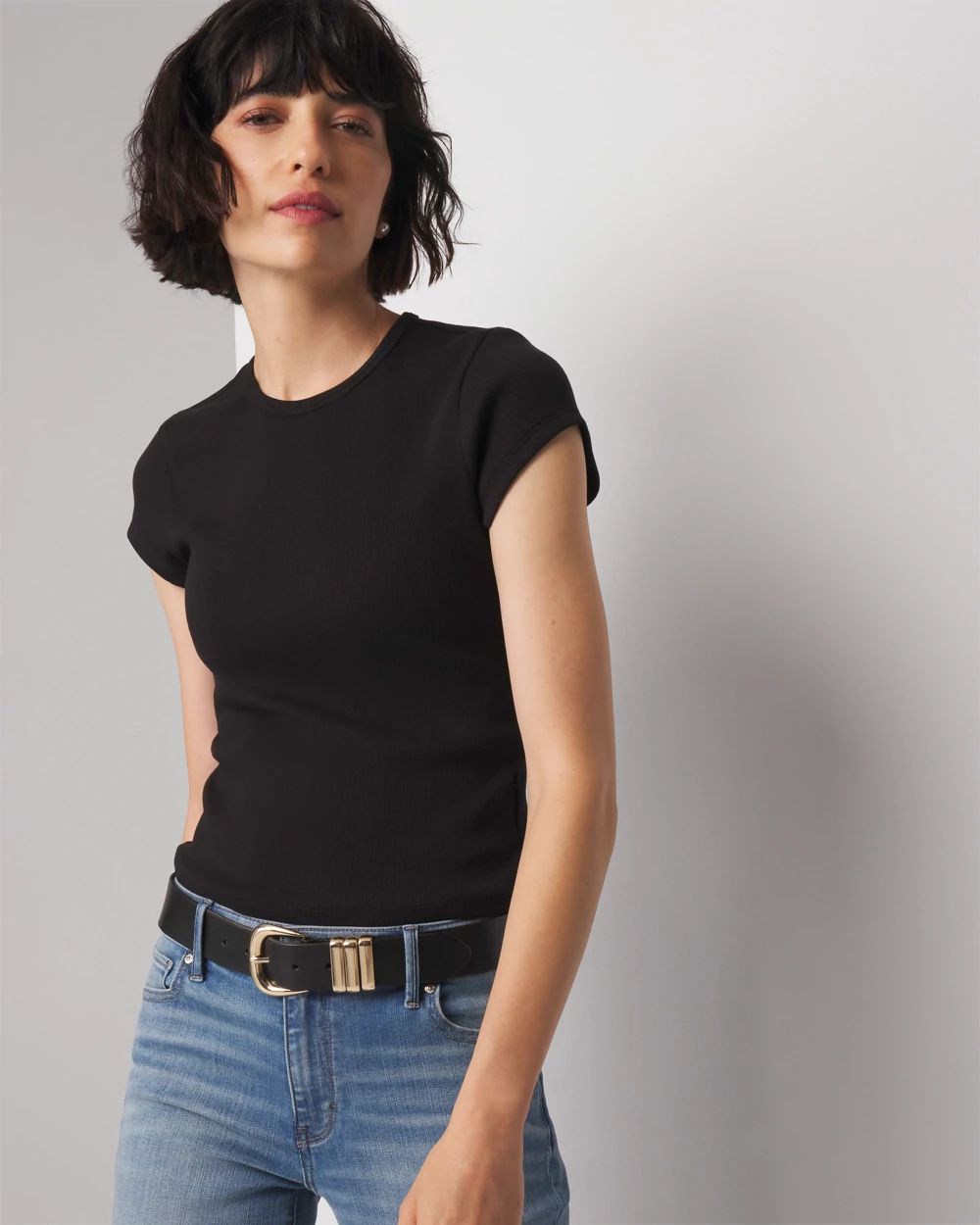 Pima Cotton Rib Short Sleeve Crew Tee