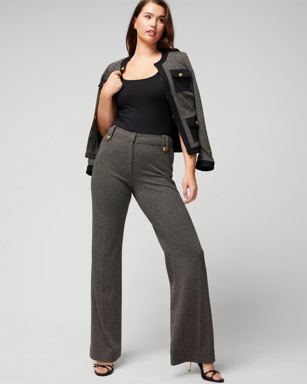 Curvy Mariner Wide Leg Geometric Print Pants