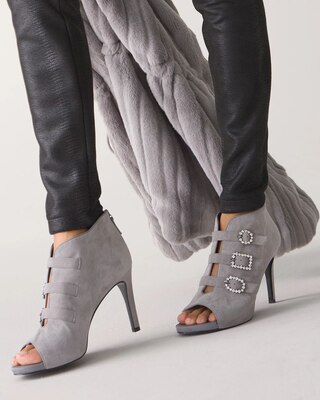 Open Toe Gem Buckle Booties