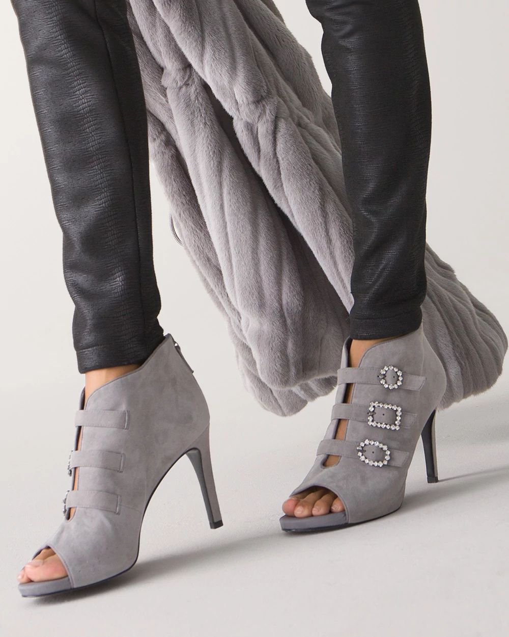 Open Toe Gem Buckle Booties