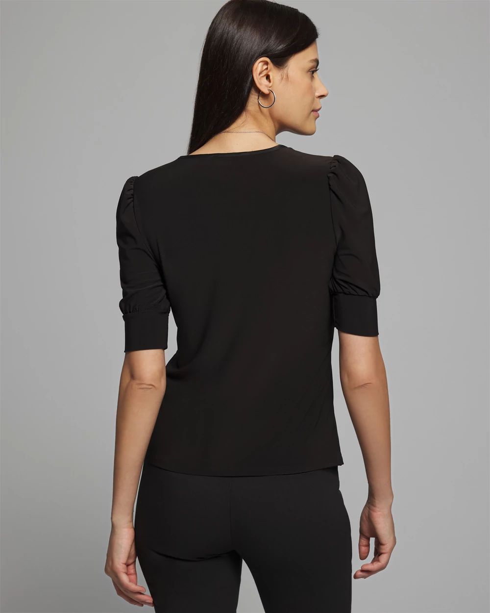 Outlet WHBM Puff Shoulder Henley Tee click to view larger image.