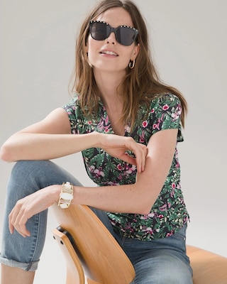 Ruched Waist Floral Shirt click to view larger image.