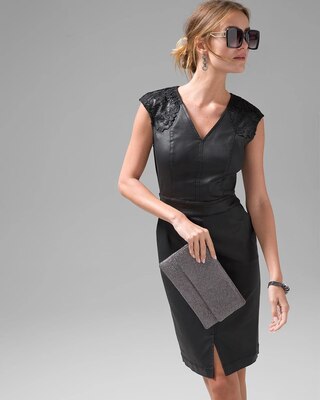Coated Denim & Lace Dress