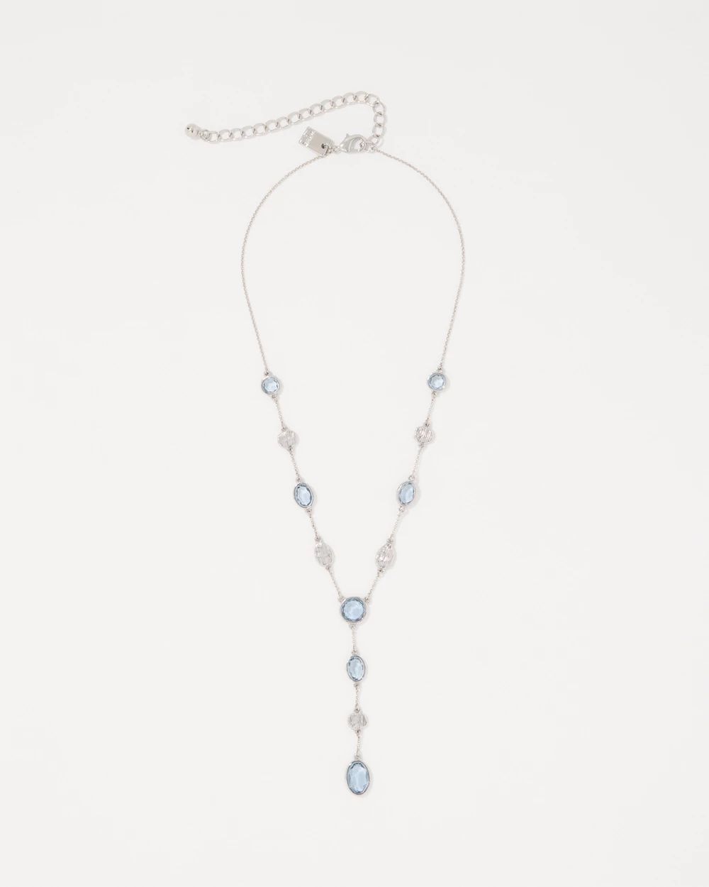 Denim Blue Glass Stone Y-Necklace