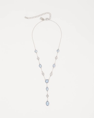 Denim Blue Glass Stone Y-Necklace