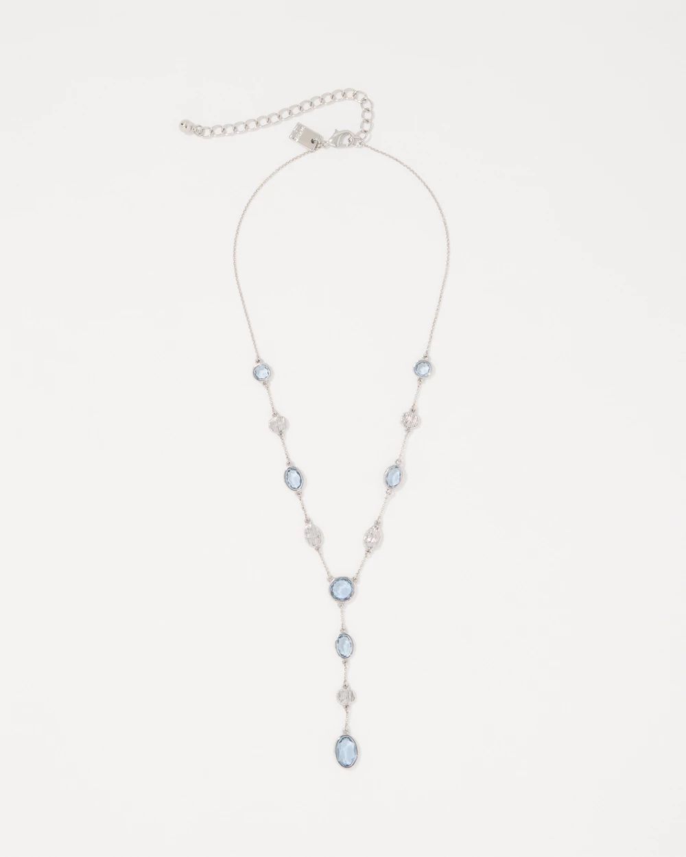 Denim Blue Glass Stone Y-Necklace