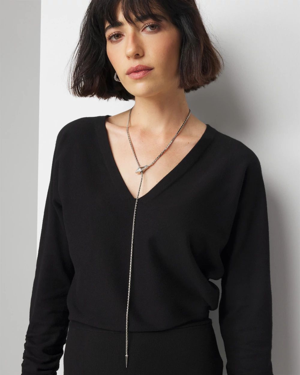 Silvertone Snake Y Necklace