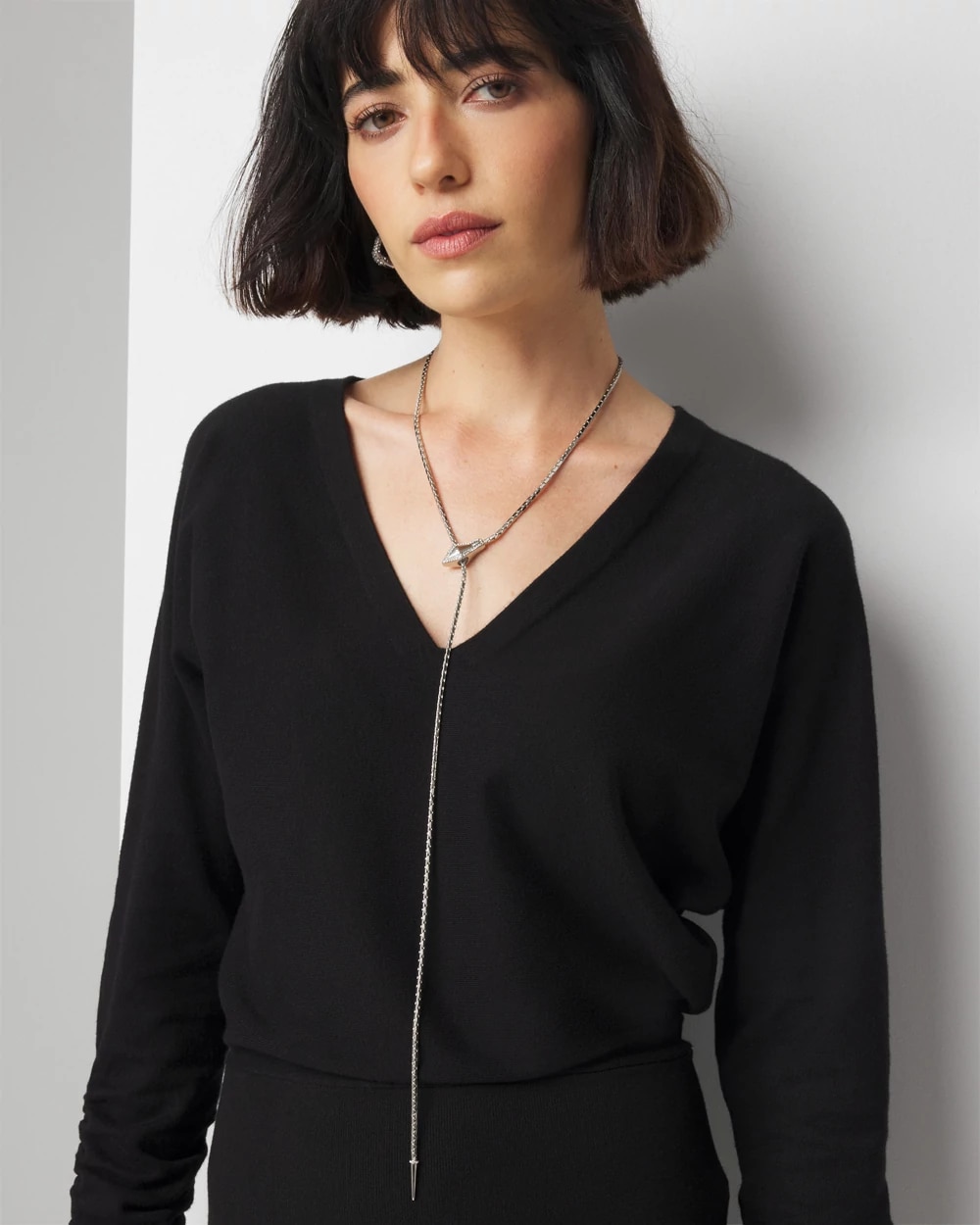 Silvertone Snake Y Necklace