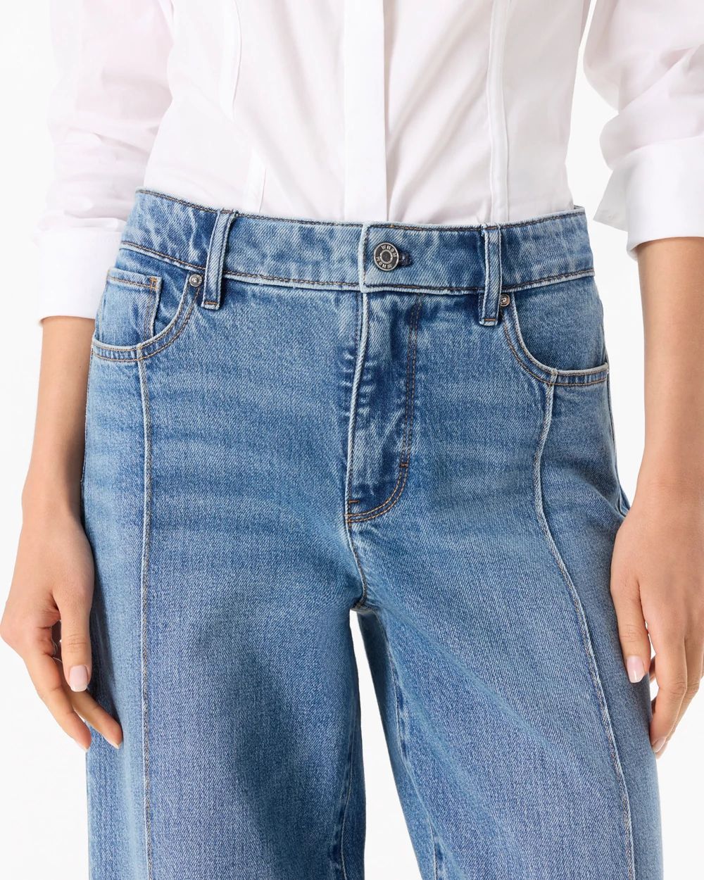 Blocked Hem High-Rise Wide Leg Jean click to view larger image.