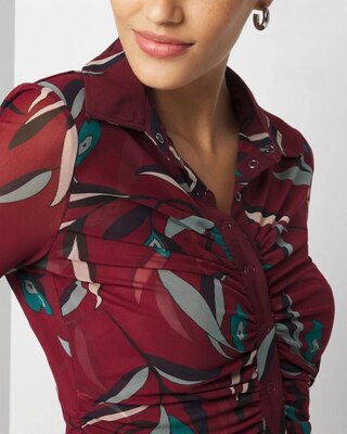 Mesh Ruched Long Sleeve Shirt click to view larger image.
