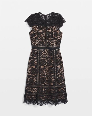 Short Sleeve Lace Fit-and-Flare Dress click to view larger image.