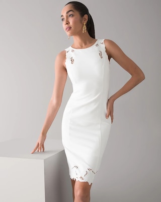 Sleeveless White Lace Trim Dress