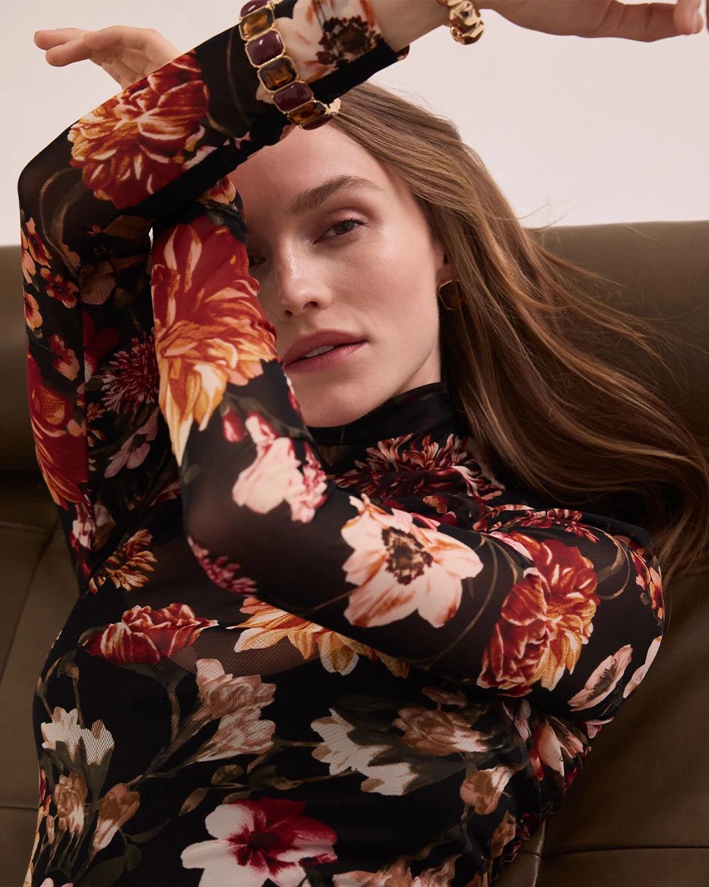 Long Sleeve Mesh Turtleneck click to view larger image.