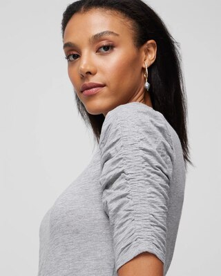 Shirred Sleeve Crewneck Tee