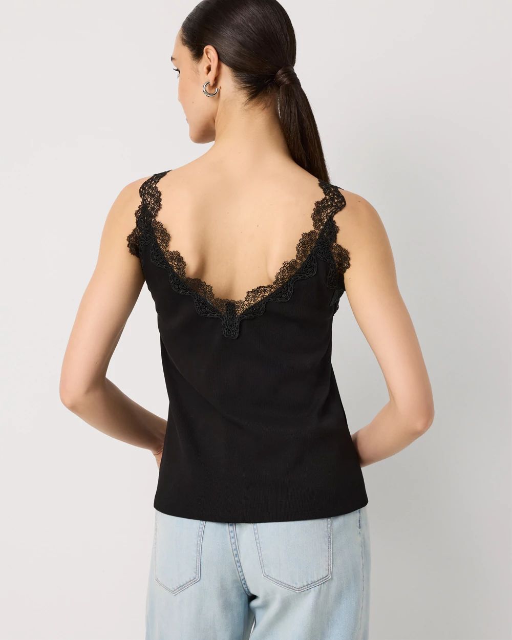 WHBM FORME™ Lace Trim Ribbed Tank