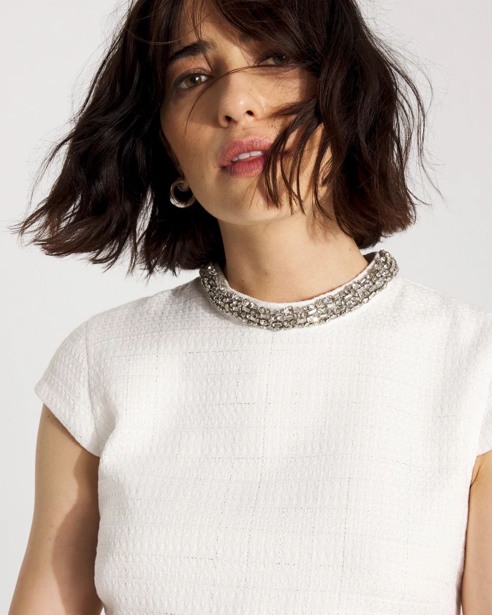 Embellished Tweed Mini Dress