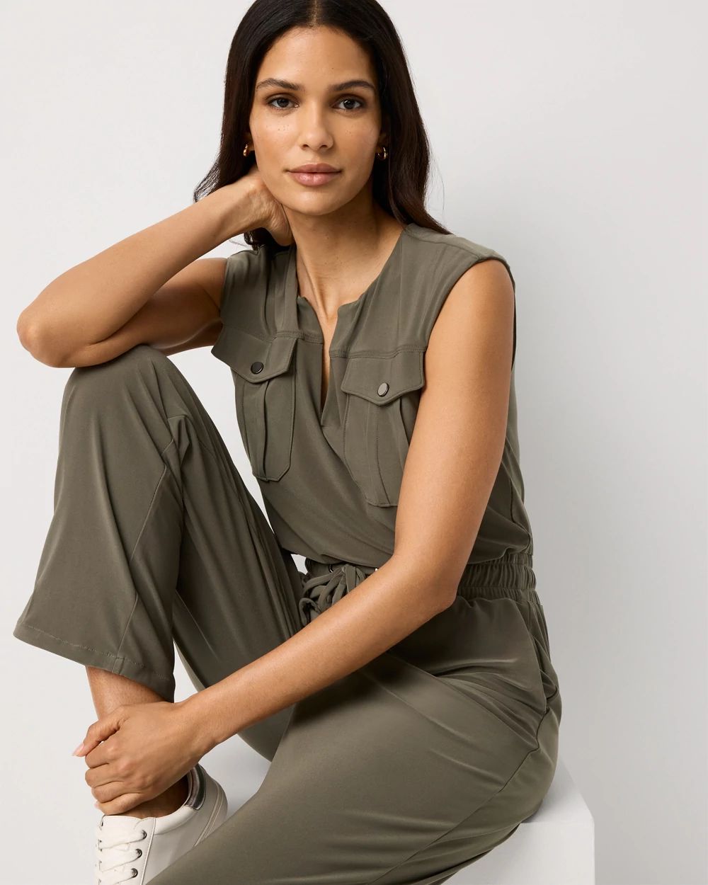 Petite Matte Jersey Utility Jumpsuit
