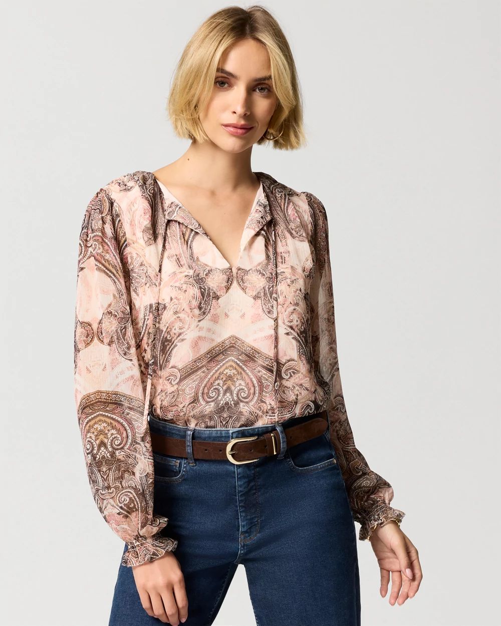 Long Sleeve Chiffon Blouse