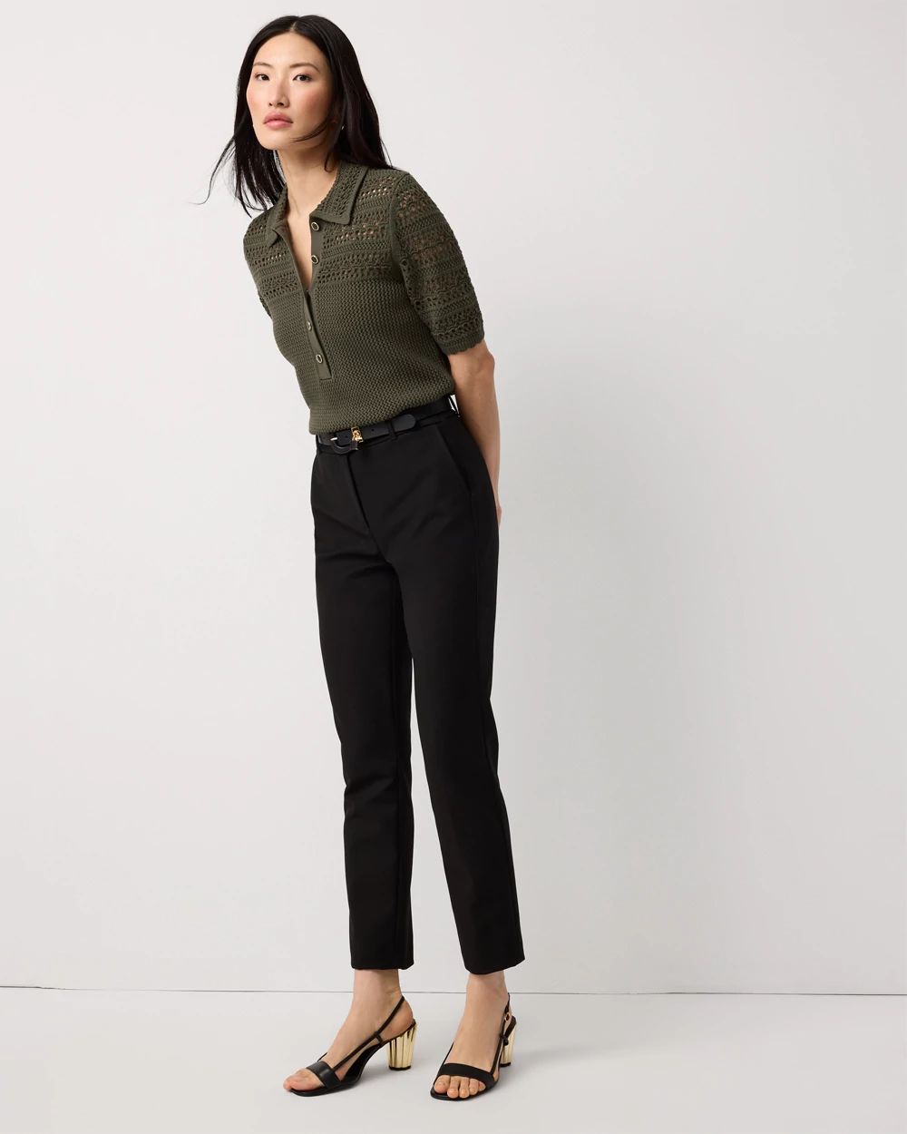 Petite Crochet Knit Top