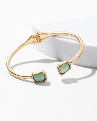 Gold Pave Stone Hinge Cuff