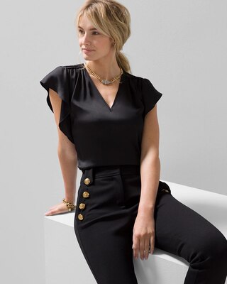 Flutter-Sleeve V-Neck Top click to view larger image.