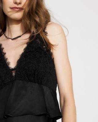 Lace + Satin Peplum Maxi Dress click to view larger image.